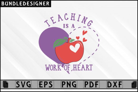 Teacher Apple Heart SVG Design